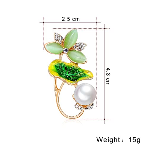 Broche femme feuille en alliage doré avec perles et strass élégants - 3
