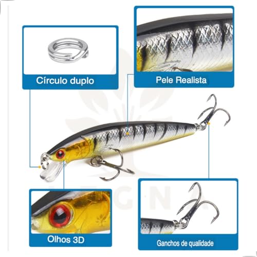 Isca Artificial Kit 10un Importada Meia Água Tucunaré Traíra