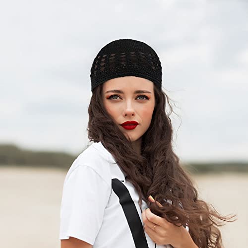 Kufi Hat For Men Knit Kufi Cap Crochet Beanie Kufi Hat Skull Cap For Men Women (Black, White, Brown, 3 Pieces) #TOP4