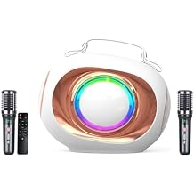 Karaoke Machine, Bluetooth Speaker with Dual Visualized Passive Radiators, with 2 Microphones and PA System, 500W Peak Power and Disco Light, Bass/Treble/Echo, for Home Party, Outdoor
