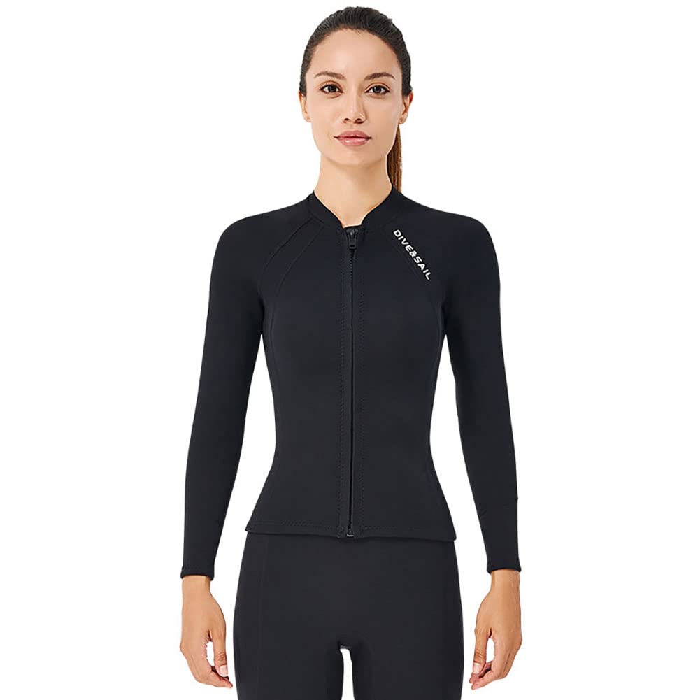 WYYHAA 2MM Wetsuits Tops Women & Men, Ultra Stretchy Neoprene Long Sleeve Jacket Front Zip Keep Warm for Cold Water Diving Surfing Kayaking Swimming,Women,XL
