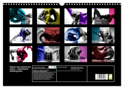 Naked men behind the colors - Photographies de nus esthétiques, Version française (Calendrier mural 2026 DIN A3 portrait), Calendrier CALVENDO mensuel – vue 2