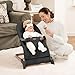 Foldable Baby Bouncer, Baby Seat with 3 Adjustable Heights, Portable Newborn Rocker, Ergonomic Bouncy Seat for Natural Bounce, Bouncer for Babies 0-6 Months, Soft Cotton (Charcoal Gray)