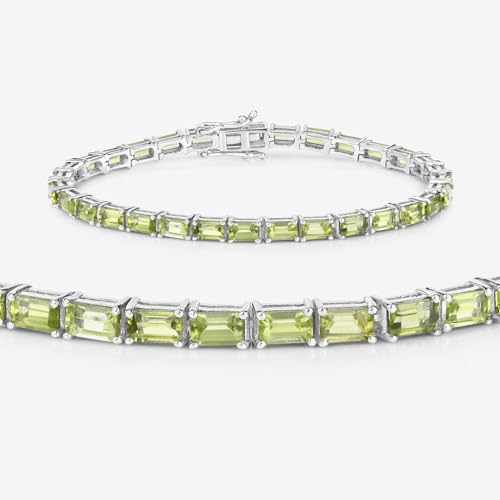 Natural Peridot Tennis Bracelet For Women Sterling Silver 8.68 Carats Green Tennis Bracelet Peridot Jewelry For Women - August Birthstone Jewelry Gift For Her4