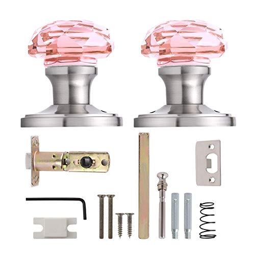 Nizado Privacy Door Knobs Pink Interior Glass Door Knob Keyless Crystal Doorknob With Lock(Bedroom/Bathroom) #TOP6