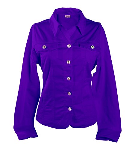 Purple Denim Jean Jacket with Rhinestone Buttons Women's