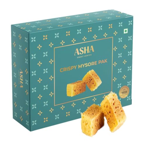 Image of ASHA SWEET CENTER Crispy Mysore Pak 150G|Premium Besan Mysore Pak|Traditional Flavor With Perfect Crispy And Delicious South Indian Ghee Mithai With Real Taste|Crunchy Gift Box For Special Occasion