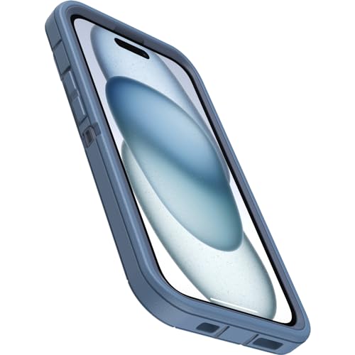 Image of OtterBox IPhone 15 Defender Series Case - BABY BLUE JEANS (Blue), Screenless, Rugged & Durable, with Port Protection, Includes Holster Clip kickstand