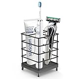 Toothbrush Holders with Quick Drying Mat—Black DiatomiteToothbrush and Toothpaste Holder for Bathroom—3 Slots Openwork Design Bathroom Counter Organizer for Electric Toothbrush,Razor, Toothpaste