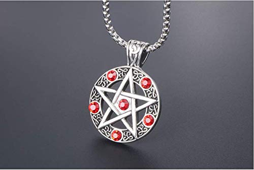 Star Pentagram Pentacle Pagan Necklace Wiccan Witch Gothic Stainless Steel Pendant with 24 inch Chain2