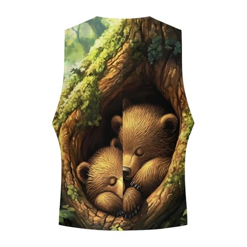 Bear Wildlife Animal Men's Suit Vest Slim Fit Business Dress Party Pattern Waistcoat Vest Top4