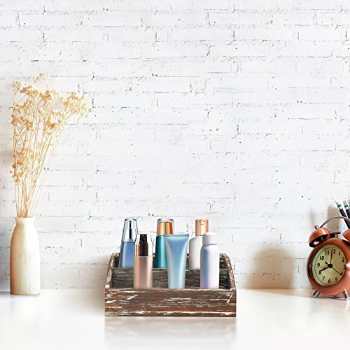 Office Mail Desk Organizer Detachable Dark Brown Vintage Wood Desktop Storage Holder Workspace Supplies Farmhouse Kitchen Countertop Organizer Makeup Storage Caddy For Home Toiletries Supplies Vanity #TOP1