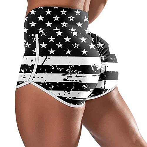 Biker Shorts Women American Flag Workout Yoga Shorts For Women Hip Lift Seamless Shorts Patriotic Stars Stripes Lightweight Yoga Biker Shorts Usa 4Th Of July Black Xxl #TOP15