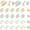 UNICRAFTALE 40pcs 4 Styles Stainless Steel Stud Earring 2 Colors Hypoallergenic Earrings Stud Rhombus Rectangle Earring with Loop and Ear Nuts for DIY Jewelry Making 1.5~1.8mm Hole