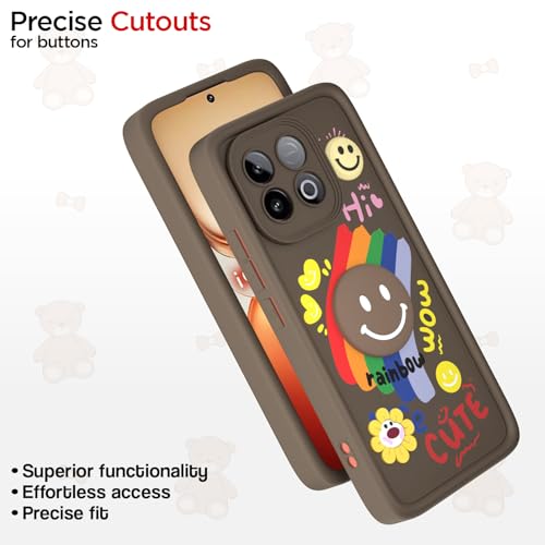 Image of Pikkme Back Cover for iQOO Neo 10 5G | Soft Silicone| Cute Rainbow Smile & 3D Cartoon Flower Design | Shockproof Raised Camera Protection Bumper Case (Brown)