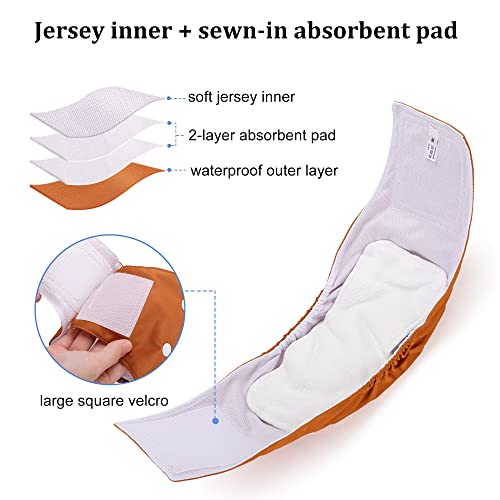 image for Luxja Reusable Male Dog Diapers with Extra Detachable Diaper Pad (3 Pa