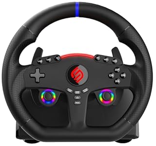 SUBSONIC - Volante Superdrive 270 GT-5. Volante PS5 LED con Doppio Joystick per Giocare a GTA - Rotazione a 270°, Pedali e Leve del Cambio. Compatibile con PS5 e PC - Nero