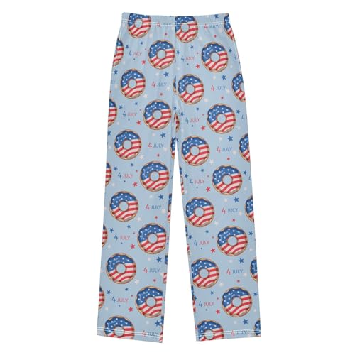 ZZXXB July 4th Donut Boys Long Pants Soft Trousers Elastic Waist Kids Lounge Bottoms with Pockets S-XL