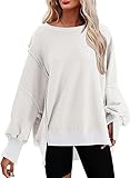 SHEWIN Oversized Sweatshirt for Women Casual Crewneck Sweatshirts Fashion Long Sleeve Tops for Women Comfort Colors Sweatshirt Fall Clothes A White XX-Large