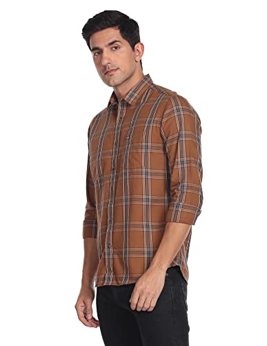 Image of Arrow Men's Cotton Checkered Slim Fit Shirt