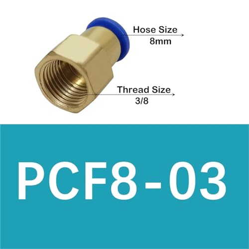 Conectores neumáticos hembra PCF8-03 rectos con rosca BSPT 3