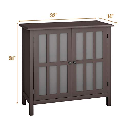 Tangkula Sideboard Buffet Storage Cabinet, Kitchen Storage Cabinet With 2 Glass Doors, Liquor Cabinet For Home Kitchen Dining Room, Cupboard Console Table, Curio Cabinet (Coffee) #TOP5