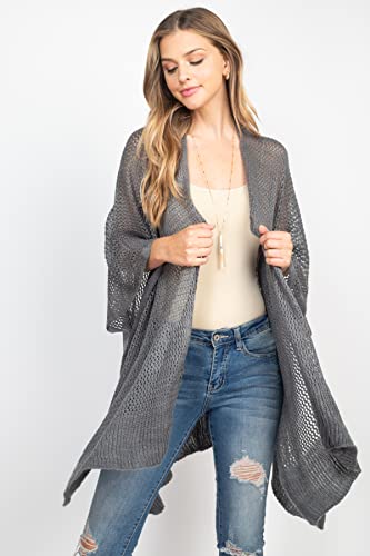 Image of RIAH FASHION Bohemian Sequin Glitter Shawl Wrap Poncho - Kimono Cardigan, Sparkly Metallic Mesh Scarf, Open Knit Crochet