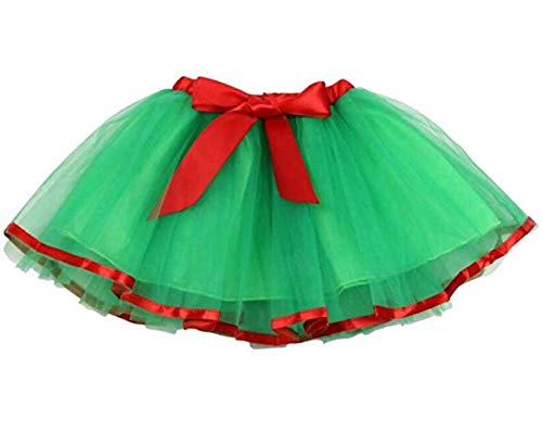 Jastore Girls Layered Stars Sequins Tutu Skirt Princess Ballet Dance Dress (Christmas Tutu Green 2)