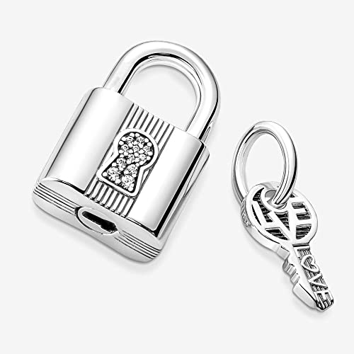 Keys and locks Charm 925 Sterling Silver Pendant,Jewelry Bead Gift for Women Bracelet&Necklace3