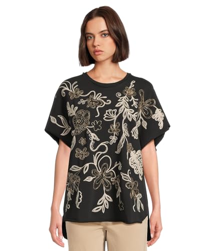 Johnny Was Women's French Terry Poncho, Black