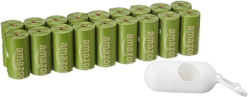 Amazon Basics Premium Leak Proof Dog Poop Bags with Dispenser and Leash Clip, Brazilian Mango Scented, 13" x 9", 270 Count (18 Rolls of 15), Easy-Tear
