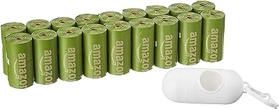 Amazon Basics Premium Leak Proof Dog Poop Bags with Dispenser and Leash Clip, Brazilian Mango Scented, 13" x 9", 270 Count (18 Rolls of 15), Easy-Tear