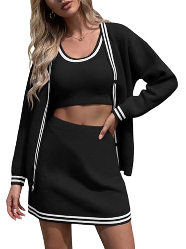 Fisoew Womens Sweater Sets Knit 3 Piece Casual...