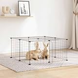 Ordellia Lot de 12 cages pour animaux domestiques avec porte, noir, 35 x 35 cm, en acier, extensible, pour rongeurs, lapins, cochons d'Inde, hamster, intérieur, appartement, jardin, balcon
