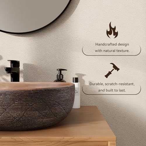Homary Bathroom Vessel Sink, 23.23" Oval Bowl Sink Retro Ceramic Washbasin Above Counter for Bathrooms - Thumbnail 3