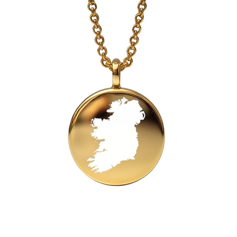 Colgante mapa de Irlanda de plata chapado en oro 14k dije de viaje grabado 24mm