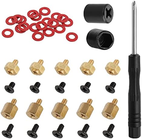 HanTof M.2 Standoff and Screw,NVMe Screw M.2 SSD Mounting Kit for M.2 Drives,Compatible ASUS Motherboard,M.2 Screw + Hex Nut Stand Off Spacer(5 Sets)+1 pcs Screwdriver