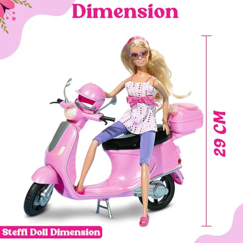 Image of Steffi Love Chic City Scooter| Doll Set for Girls| Complete Realistic Playset with Doll, Vibrant Scooter & Helmet for Imaginative Play| Ideal Gift for Girls of 3+ & Above