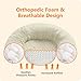 HMTOPE Orthopädisches Hundebett rund Hundekissen Hundesofa Katzenbett Donut Kuscheliges Hundekorb Waschbar, 80 cm Ø, Beige