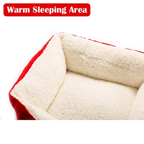 Hollypet Pet Bed Christmas Printed Rectangle Plush Dog Cat Bed Self-Warming Pet Bed, Christmas Belt #TOP3