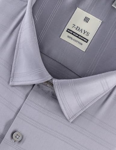 Image of 7-DAYS Men's Premium Formal Shirts - Regular Fit, Full Sleeve, 100% Pure Cotton, Self-Design, with Pocket - Stylish Office Shirts for Men