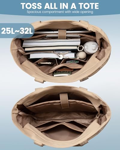 LOVEVOOK Tote Bag for Women Work Travel, Lightweight Laptop Bag Teacher Tote Purse, Khaki3