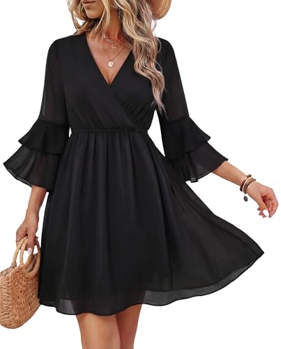 Bebonnie Black Dresses for Women Funeral: Womens 3/4 Sleeve Sexy