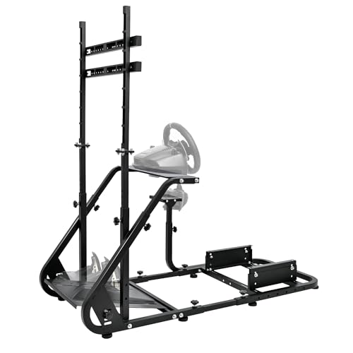 Supllueer Racing Simulator Cockpit Wheel Stand with Monitor Stand Fit for Logitech, Fanatec,Thrustmaster, G27 G29 G920, GPRO, Sim Racing Cockpit with Monitor Stand, No Steering Wheel Pedal TV Seat