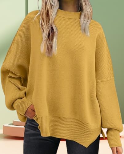 Womens Sweaters Oversized Batwing Sleeve 2025 Fall Outfits Casual Zipper Neck Fashion Pullover Tops2