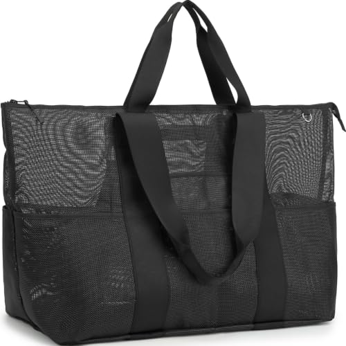 Image of Fammart Large Mesh Beach Bag for Women, Oversized Beach tote Swim Pool Bag