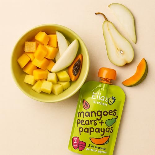 Ella's Kitchen Organic Super Smooth Mangoes, Pears and Papayas Puree, 4+ Months Baby Food, Gluten & Dairy Free - 120g
