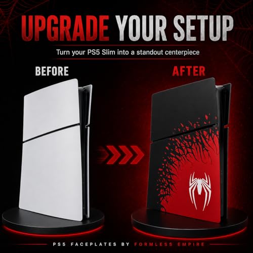 Image of Faceplate for PS5 Side Shell Plates PlayStation 5 Slim Disc Edition Console Spider Replacement Accessory Case Cover Black Plate Anti-Scratch Dust Cover Skin Protector