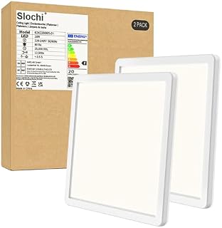 slochi [2 sztuki lamp sufitowych LED, 20 W, ultra cienka, nowoczesna lampa sufitowa, płaska, 2,4 cm/4000 K, kwadratowa, do sypialni, salonu, łazienki, na balkon, do korytarza, kuchni