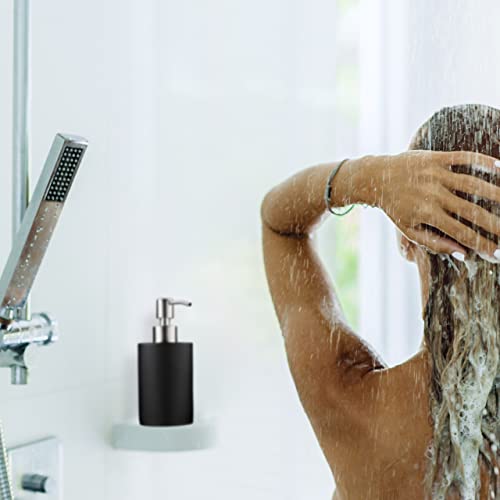 Relaxdays Soap Dispenser, 180 ml, Refillable, Bathroom, for Liquids & Lotion, Polyresin, Stainless Steel Pump, Grey - Image 3